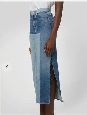 Hudson Jeans Two-Tone Light and Dark Blue Denim Skirt